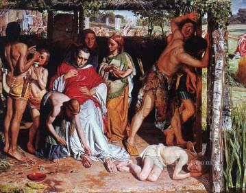 ウィリアム・ホルマン・ハント Painting - ドルイド僧の迫害からキリスト教宣教師を守る改宗した英国人家族 C 英国人ウィリアム・ホルマン・ハント